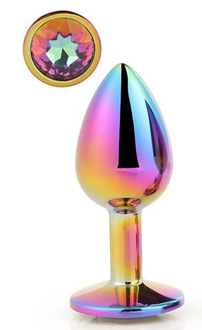 Голографическая анальная втулка с радужным кристаллом - 7,1 см. - Dream Toys - купить с доставкой в Черкесске
