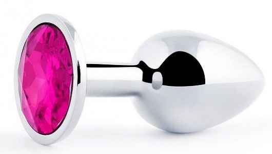 Серебристая анальная пробка с малиновым кристаллом - 7,2 см. - Anal Jewelry Plug - купить с доставкой в Черкесске