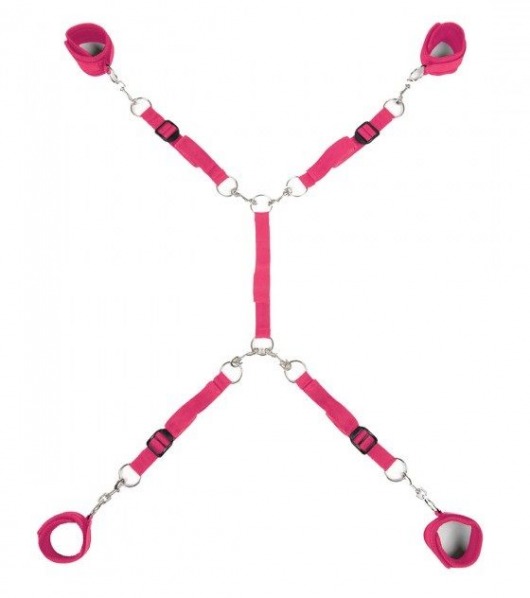 Ярко-розовый набор фиксаций на кровати Classic Bed Spreader - Lux Fetish - купить с доставкой в Черкесске