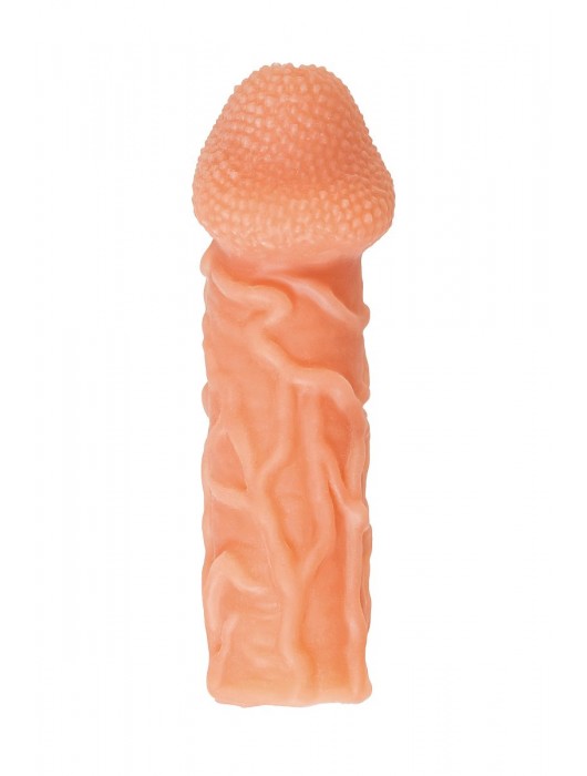 Телесная закрытая насадка с венками Cock Sleeve Size S - 13,8 см. - KOKOS - в Черкесске купить с доставкой