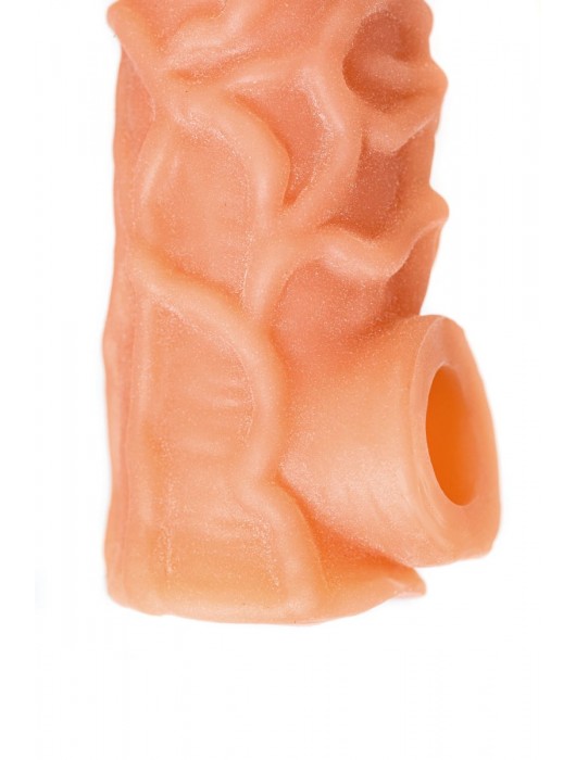 Телесная закрытая насадка с венками Cock Sleeve Size S - 13,8 см. - KOKOS - в Черкесске купить с доставкой