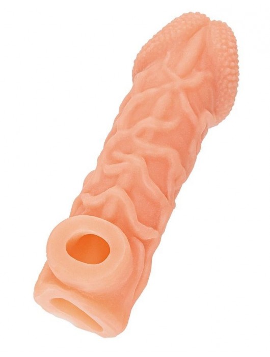 Телесная закрытая насадка с венками Cock Sleeve Size S - 13,8 см. - KOKOS - в Черкесске купить с доставкой