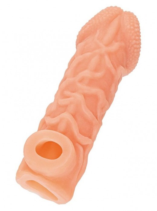 Телесная закрытая насадка с венками Cock Sleeve Size L - 17,6 см. - KOKOS - в Черкесске купить с доставкой