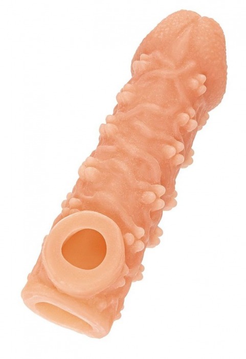 Телесная закрытая насадка с пучками шишечек Cock Sleeve Size L - 17,6 см. - KOKOS - в Черкесске купить с доставкой