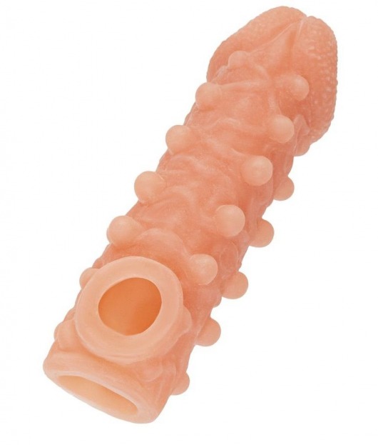 Телесная закрытая насадка с шариками Cock Sleeve Size L - 17,6 см. - KOKOS - в Черкесске купить с доставкой