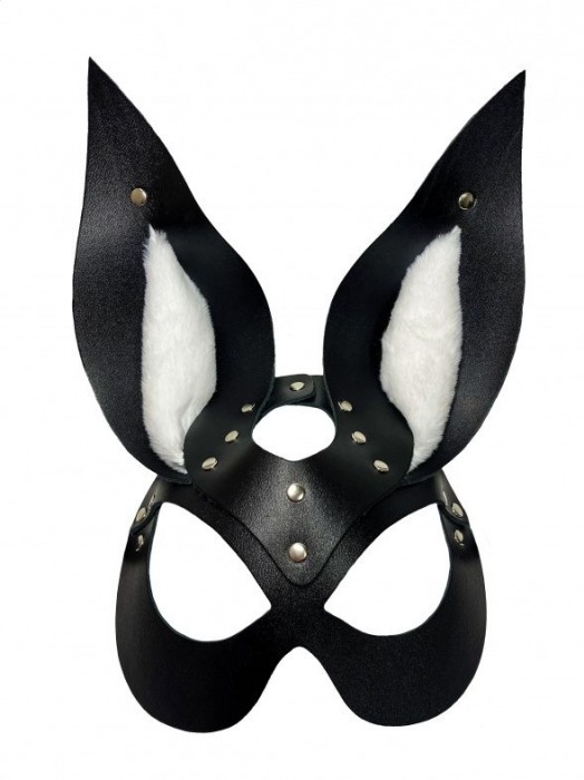 Черная маска зайки с белым мехом на ушках Miss Bunny - БДСМ Арсенал - купить с доставкой в Черкесске