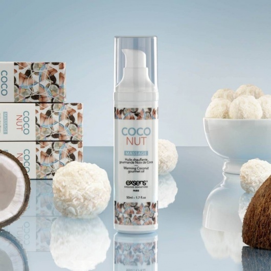 Разогревающее массажное масло с ароматом кокоса Gourmet Coconut - 50 мл. - Exsens - купить с доставкой в Черкесске