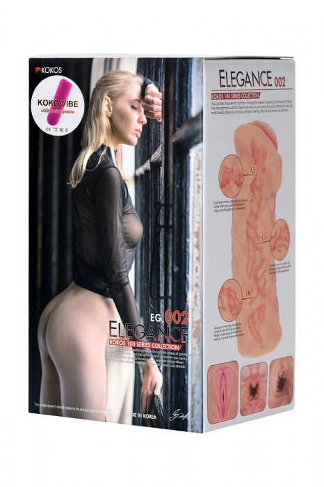 Телесный мастурбатор-вагина Elegance.002 с вибрацией - KOKOS - в Черкесске купить с доставкой