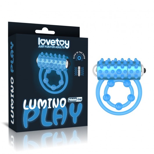 Голубое, светящееся в темноте виброкольцо Lumino Play Vibrating Penis Ring - Lovetoy - в Черкесске купить с доставкой