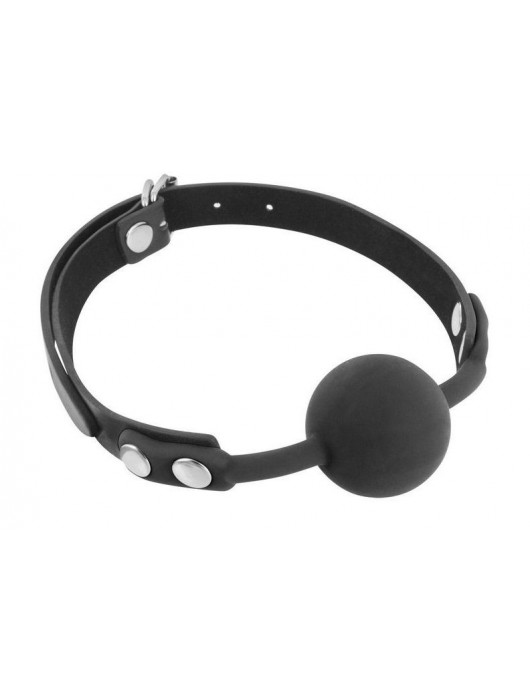 Черный силиконовый кляп-шарик на ремешках - Fetish Tentation - купить с доставкой в Черкесске