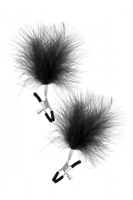 Зажимы на соски с черными пуховыми кисточками Sweet Caress Feather Nipple Clumps - Sweet Caress - купить с доставкой в Черкесске