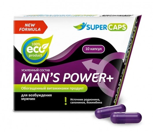 Возбуждающее средство для мужчин Mans Power plus - 10 капсул (0,35 гр.) +1 в подарок - SuperCaps - купить с доставкой в Черкесске