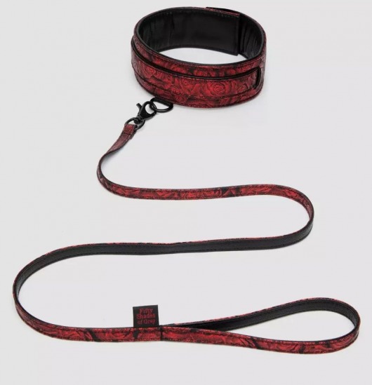 Стильный ошейник с поводком Reversible Faux Leather Collar and Lead - Fifty Shades of Grey - купить с доставкой в Черкесске
