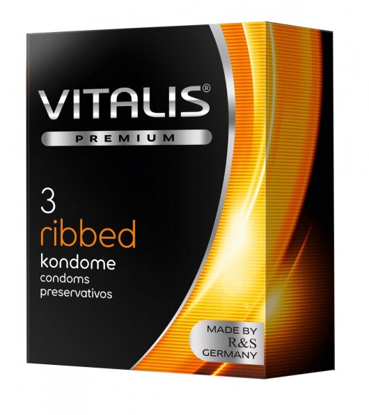 Ребристые презервативы VITALIS PREMIUM ribbed - 3 шт. - Vitalis - купить с доставкой в Черкесске
