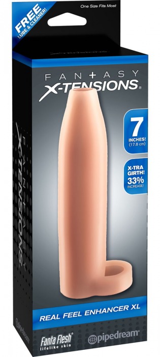 Телесная насадка Real Feel Enhancer XL - 17 см. - Pipedream - в Черкесске купить с доставкой