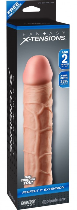 Телесная насадка Fantasy X-tensions Perfect 2  Extension - 20,3 см. - Pipedream - в Черкесске купить с доставкой