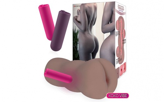 Коричневый вибромастурбатор-анус TONGGGO-Black Angel Auto - KOKOS - в Черкесске купить с доставкой