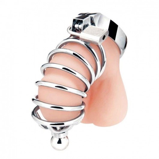 Серебристая клетка для члена Urethral Play Cage - BlueLine - купить с доставкой в Черкесске