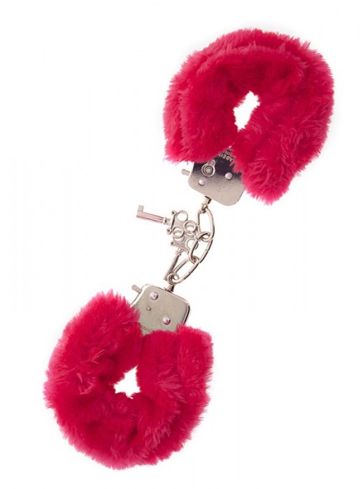Металлические наручники с красной меховой опушкой METAL HANDCUFF WITH PLUSH RED - Dream Toys - купить с доставкой в Черкесске