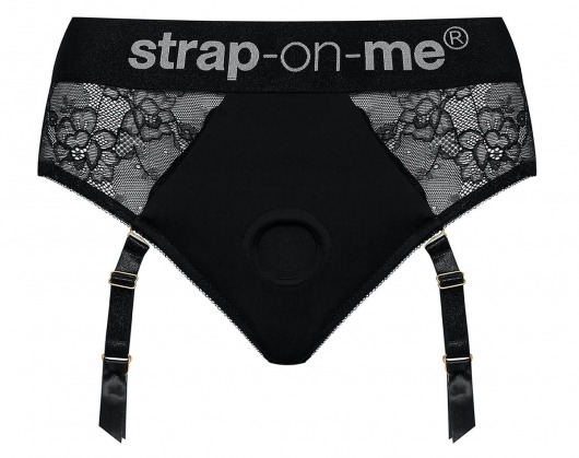 Черные трусики для насадок Diva Lingerie Harness - size L - Strap-on-me - купить с доставкой в Черкесске