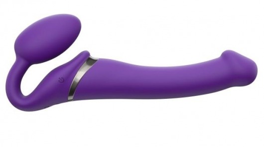 Фиолетовый безремневой вибрострапон Vibrating Bendable Strap-On - size L - Strap-on-me - купить с доставкой в Черкесске