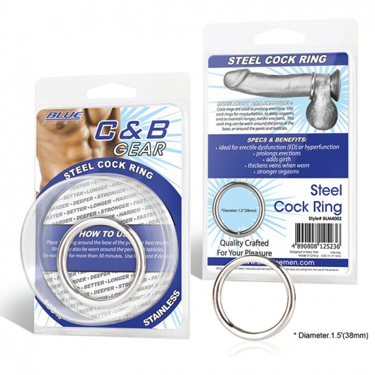 Стальное эрекционное кольцо STEEL COCK RING - 4.5 см. - BlueLine - в Черкесске купить с доставкой