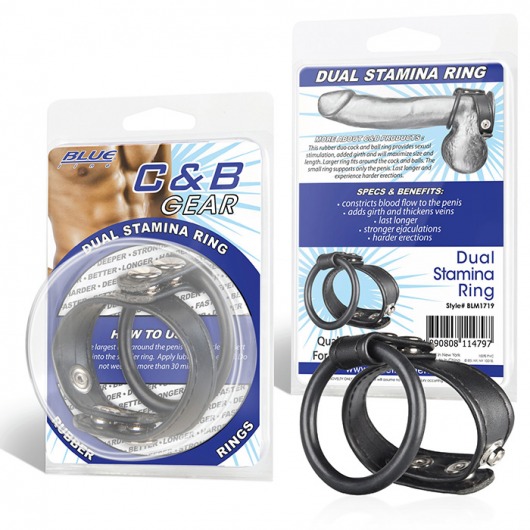 Двойное кольцо выносливости на пенис DUAL STAMINA RING - BlueLine - в Черкесске купить с доставкой