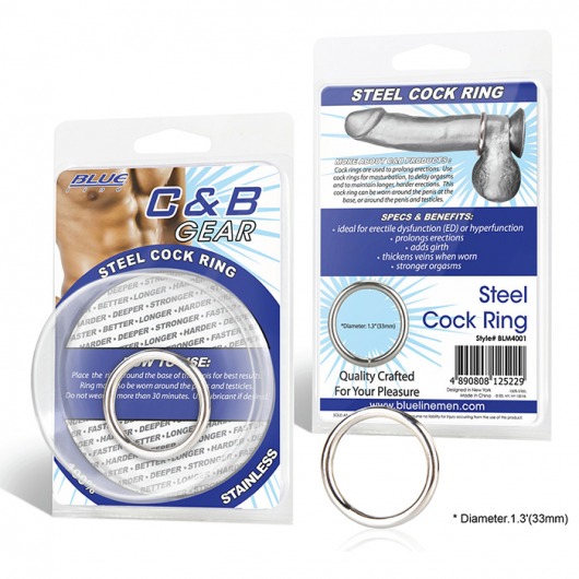 Стальное эрекционное кольцо STEEL COCK RING - 3.5 см. - BlueLine - в Черкесске купить с доставкой