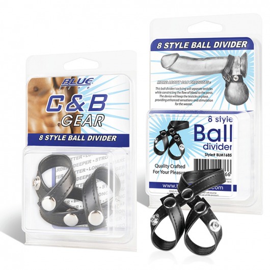Разделитель мошонки из искусственной кожи на клепках 8 STYLE BALL DIVIDER - BlueLine - купить с доставкой в Черкесске