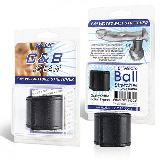 Хомут-утяжка для мошонки из искусственной кожи на липучке VELCRO BALL STRETCHER- 4 см. - BlueLine - в Черкесске купить с доставкой