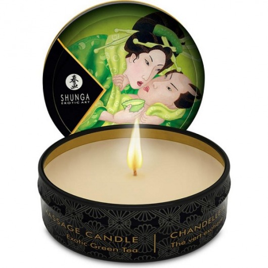 Массажная свеча Exotic Green Tea с ароматом зелёного чая - 30 мл. - Shunga - купить с доставкой в Черкесске