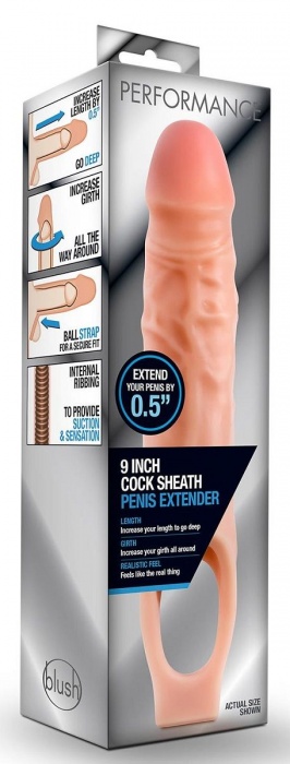 Телесная насадка на пенис 9 Inch Cock Sheath Extender - 22,2 см. - Blush Novelties - в Черкесске купить с доставкой