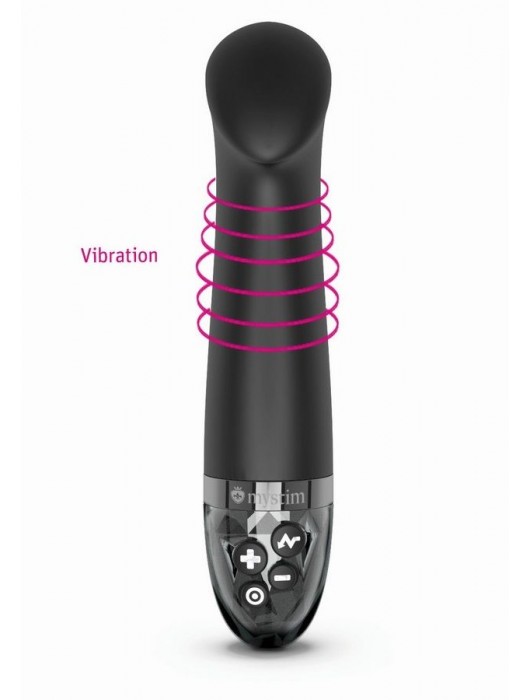 Черный вибратор с функцией электростимуляции Right on Ron - 17 см. - MyStim - купить с доставкой в Черкесске