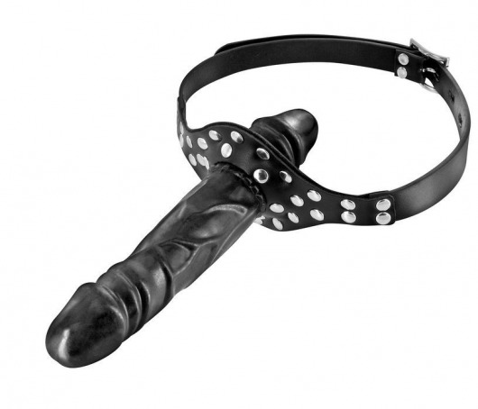 Черный кляп-фаллоимитатор Double Penis Gag - Fetish Tentation - купить с доставкой в Черкесске