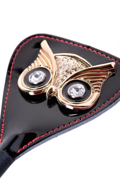 Чёрный стек с совой на кожаном наконечнике - 24 см. - ToyFa - купить с доставкой в Черкесске