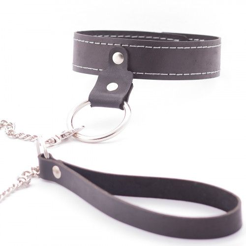 Узкий однослойный ошейник с поводком - Crazy Handmade - купить с доставкой в Черкесске
