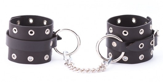 Черные кожаные оковы с люверсами - Crazy Handmade - купить с доставкой в Черкесске