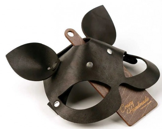 Черная кожаная маска  Кошка  с маленькими ушками - Crazy Handmade - купить с доставкой в Черкесске