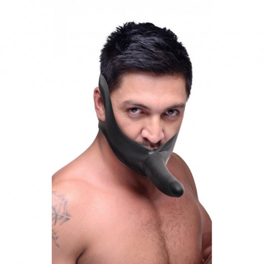 Черный кляп-страпон Masters Mini Face Fuck Strap-On - 14 см. - XR Brands - купить с доставкой в Черкесске