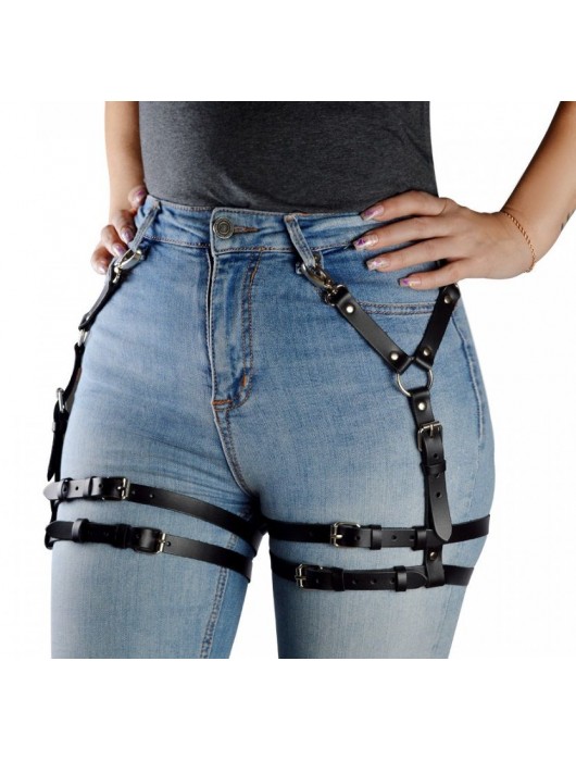 Черные гартеры  Калипсо  с карабинами - Sitabella купить с доставкой