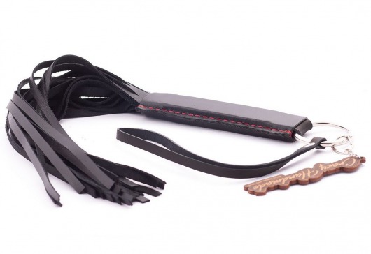 Черная кожаная плеть с удобной ручкой - 50 см. - Crazy Handmade - купить с доставкой в Черкесске