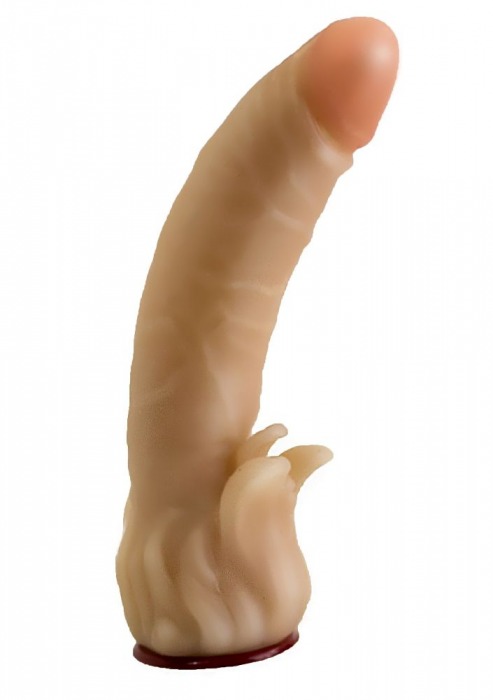 Телесная гелевая насадка-фаллос с клиторальными лепестками - 18,5 см. - LOVETOY (А-Полимер) - купить с доставкой в Черкесске