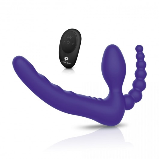 Фиолетовый безремневой страпон с пультом ДУ 7’’ Remote Control Strapless - 24 см. - Pegasus - купить с доставкой в Черкесске
