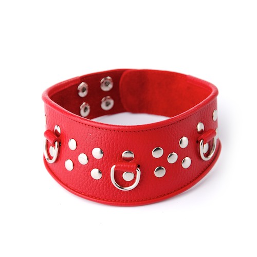 Кожаный красный ошейник с велюровой подкладкой - Sitabella - купить с доставкой в Черкесске