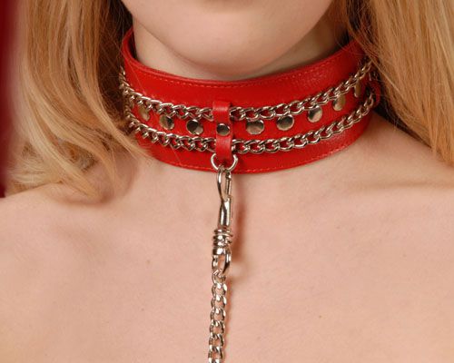 Красный ошейник с цепочками - Sitabella - купить с доставкой в Черкесске