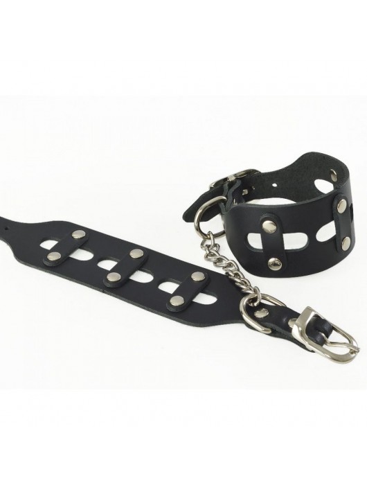 Черные кожаные наручники  Цезарь - Sitabella - купить с доставкой в Черкесске