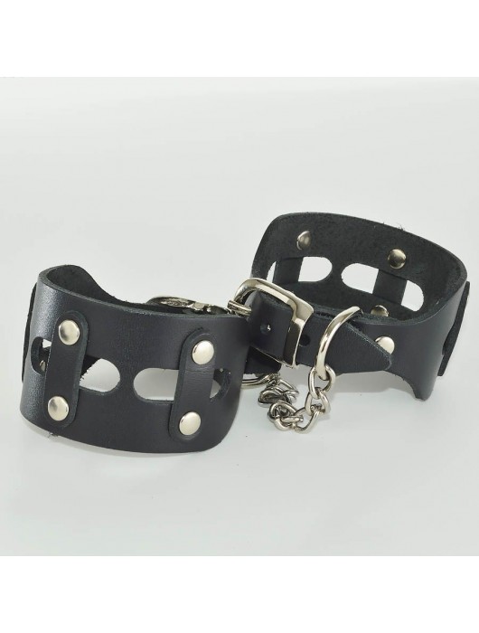 Черные кожаные наручники  Цезарь - Sitabella - купить с доставкой в Черкесске