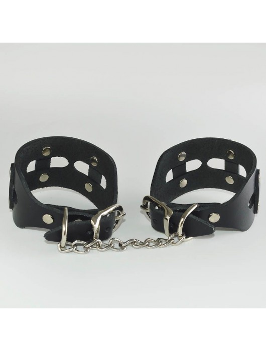 Черные кожаные наручники  Цезарь - Sitabella - купить с доставкой в Черкесске