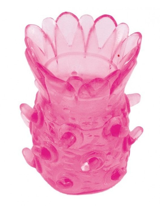 Розовая рельефная насадка на пенис - Toyfa Basic - в Черкесске купить с доставкой