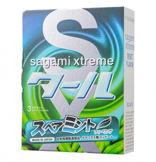 Презервативы Sagami Xtreme Mint с ароматом мяты - 3 шт. - Sagami - купить с доставкой в Черкесске